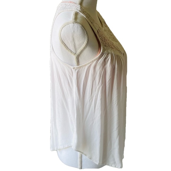 American Eagle Outfitters sleeveless blouse white cream lace boho size medium - Picture 5 of 6